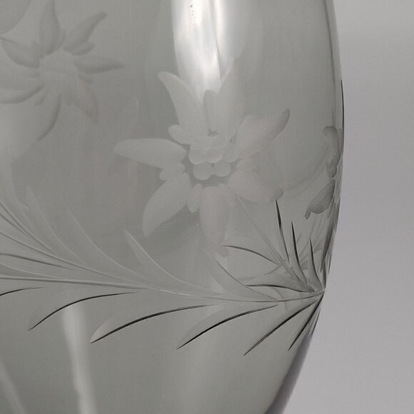 Vintage Floral Cut Glass Footed Clear Decorative Flared Bud Vase - Picture 8 of 12